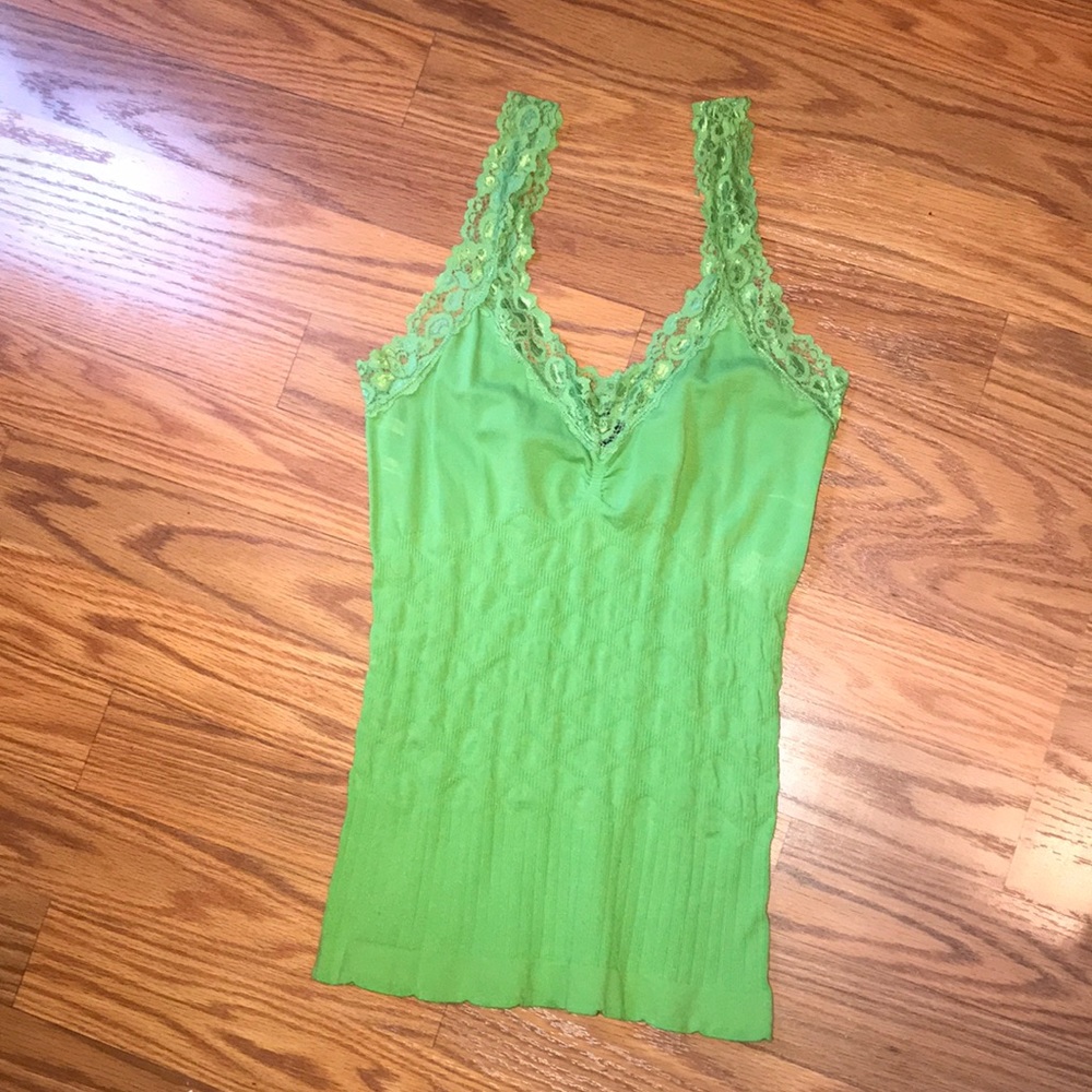 Green lacy tank top, size petite/small